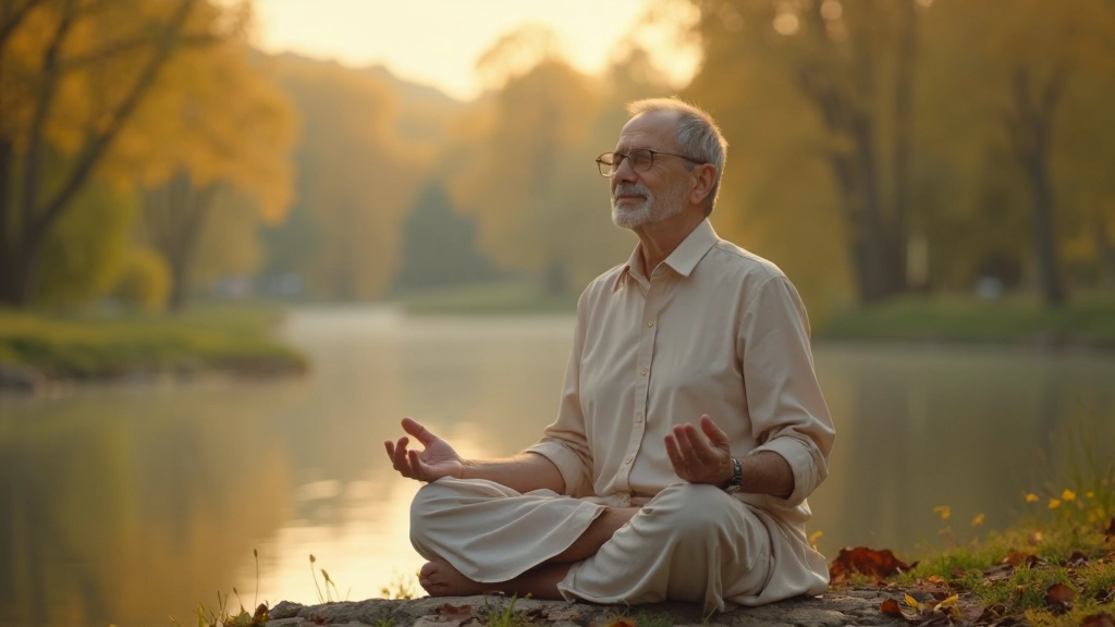 Человек в состоянии глубокой медитации в спокойной естественной среде